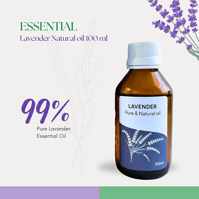 Roots & Above 100ml Pure Lavender Essential Oil – 99% Natural for Candle Making, Soap Making, Diffusers, Humidifiers, Massage, Skin & Hair Care