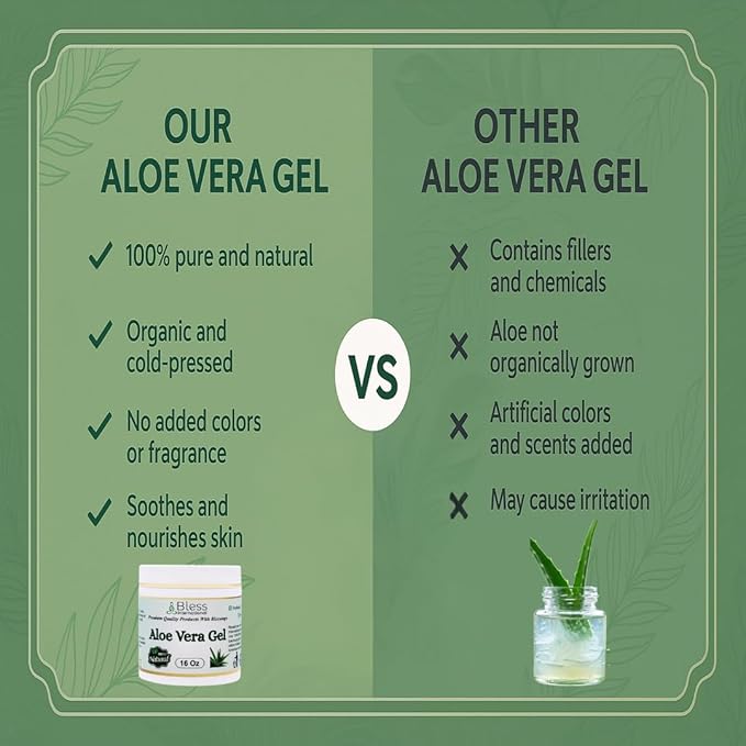 Bless International-Organic-Aloe-Vera-Gel 96%-Pure-Freshly-Made-Within-12-Hours-Of-Harvest Perfect-For-Face-Body-Scalp-&-Hair-Hydration Soothing-Moisturizer-For-Sunburn-And-After-Sun-Care-16-oz