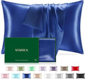 Mulberry Silk Pillowcase for Hair and Skin, SGMSILK 22 Momme Natural Silk Pillow Cases with Zipper, 6A Soft and Smooth Single Sided Pure Silk Pillow Cover (Royal Blue, Standard 20"x26")