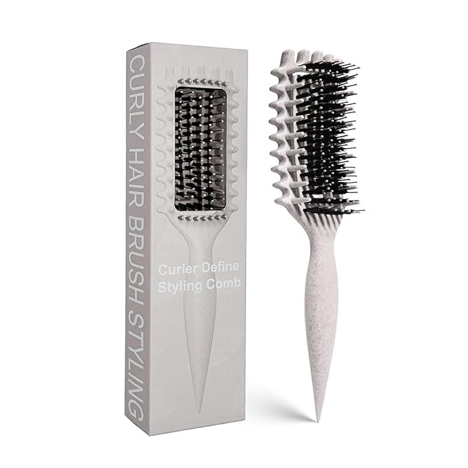 Curly Hair Brush Candybrush Curl Defining Brush for Detangling Shaping and Defining Curls for Women, Men, Wet & Dry Hair (Beige)