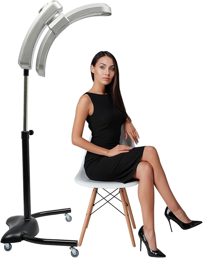 Hair Steamer Professional Hair Salon Steamer,Hair Steamer with Temperature and Time Adjustment,Free Standing Hair Color Treatment Processor with Wheels,(White 950w)