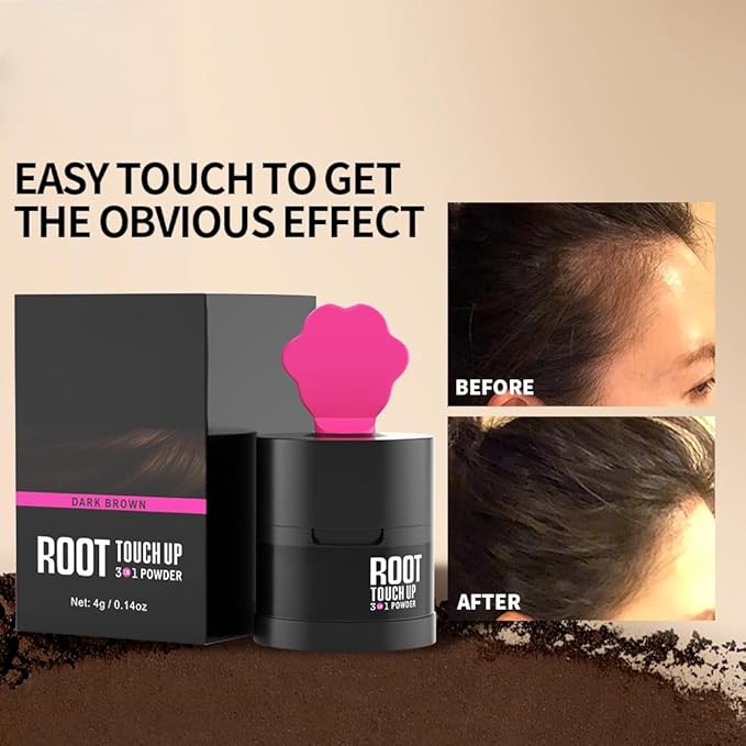 Gowwim Root Touch up Powder, Instantly Gray Hair Cover up Hairline Powder for Women & Men Waterproof and Sweatproof Root Cover Up Long-Lasting for Thinning & Loss Hair (Dark Brown1, 4g-1)