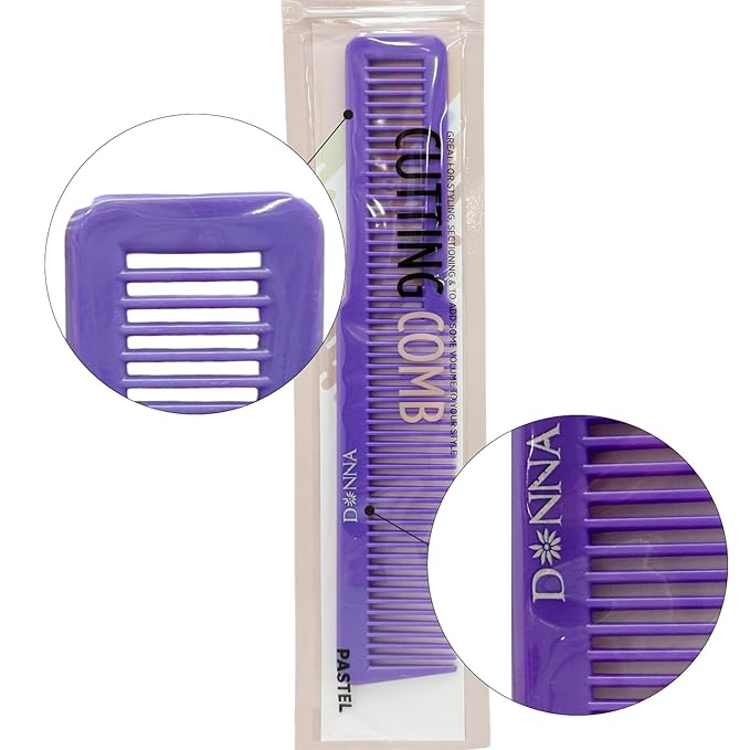 DONNA Cutting Comb – Precise Haircut & Sectioning Tool – Dual-Sided Fine & Wide Teeth Tail Comb for Layering, Thinning & Styling Wet or Dry Hair (PURPLE)