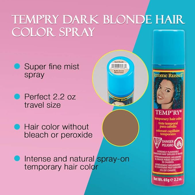 Jerome Russell Temp'ry Spray-on Dark Blonde Hair Color, 2.2oz x 3 pack