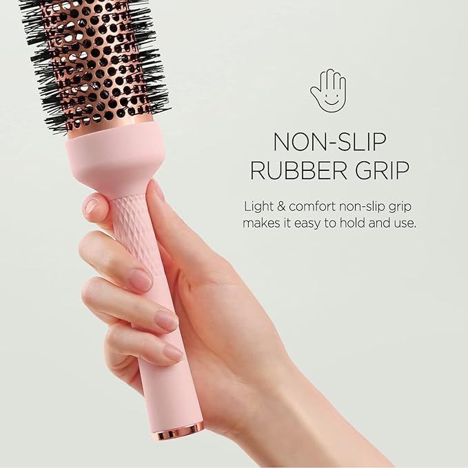 Magic Curling Round Brush(1.7 Inch), Non-electronic, Self-Standing Round Quick Styling Brush, Great Blowout, Ceramic Coated/Ionic Thermal Barrel, Blowout Volume, Wave Styler