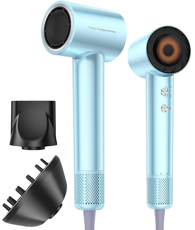 Cosy Companions Hair Dryer, 130000 RPM High Speed Blow Dryer for Fast Drying, 300 Million Negative Ions, Heat-Control & Lightweight, Blue