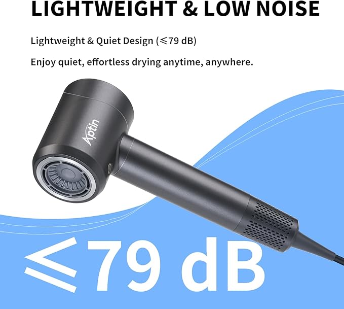 Ionic Hair Dryer 110K RPM 1250W Fast Drying, 200M Negative Ion Care, Dual Overheat Protection, Anti-Static Low Noise, 2 Heat & 2 Speed, Durable PA+Glass Fiber Shell, Lightweight, Magnetic Nozzle