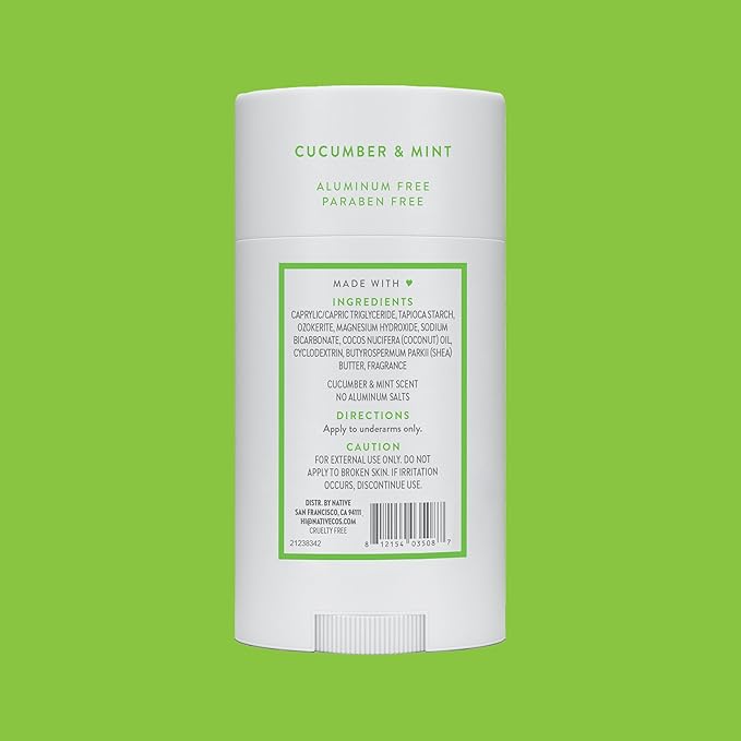 Native Deodorant Contains Naturally Derived Ingredients, 72 Hour Odor Control | Deodorant for Women and Men, Aluminum Free with Baking Soda, Coconut Oil and Shea Butter | Cucumber & Mint