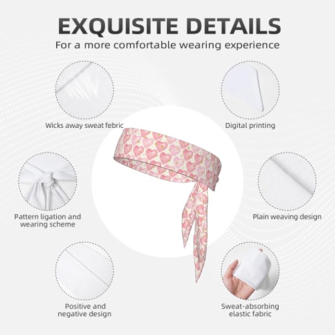 Sports Tie Headband Bandana Running Athletic Sweat Band Elastic Adjustable Sport Head Tie for Men Women Head Ties Ninja Tie Headbands Tennis Sweatbands Soccer Basketball Teams Running Head Band