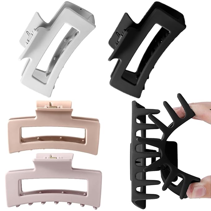 4Pcs Cloud Claw Clips for Women, 4.2 Inch Non-Slip Strong Hold Hair Claws, Unbreakable & Durable TPEE-Silicone Blend, Large Bendable Cozy Hair Clip for Thin/Thick/Curly Hair, All-Day Comfort