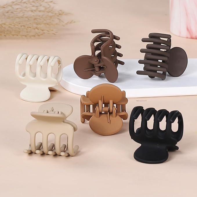 6 Pcs Hair Clips Small Claw Clips for Thin Hair Medium Matte Non-slip Hair Accessories for Women and Girls (Coffee)