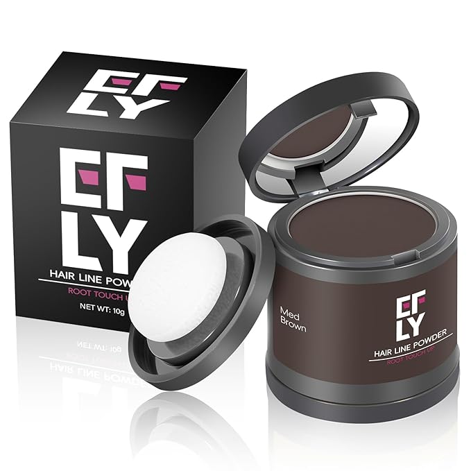 Root touch up hair color powder-Instantly Conceals Hair Loss and Thinning, Gray hair Cover Up Powder, hairline Powder Toppers and Fibers for Men & Women (Medium Brown, 0.35 ounce)