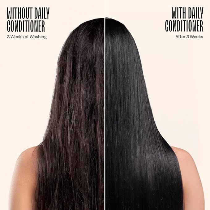 Comparison of hair condition with and without daily conditioner over 3 weeks.
