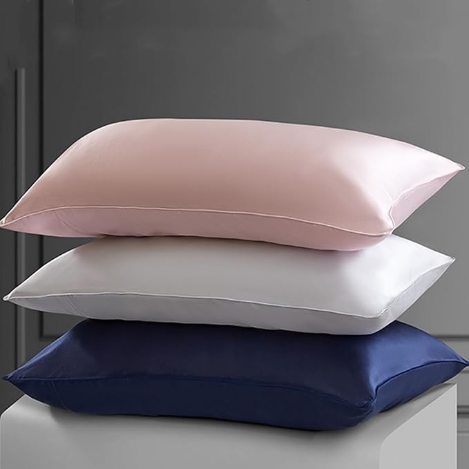 Navy Blue Silk Pillow Cases with Zipper Standard Size, USA Made, Real 22 Momme Mulberry Silk Pillowcase for Sleeping Women, Cooling, Anti Acne (Navy Blue, Standard)
