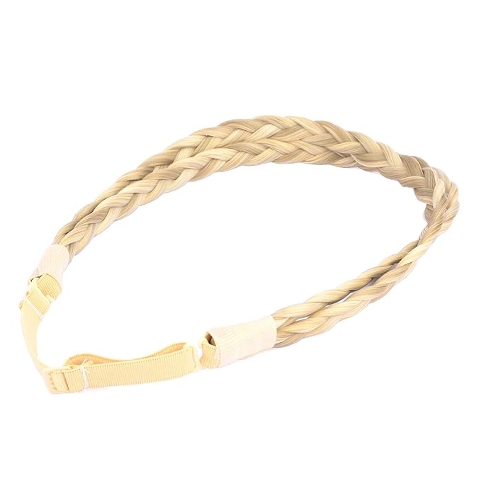 DIGUAN Double Three Strand Synthetic Hair Braided Headband Hairpiece Extension Women Girl Beauty accessory (Buttered Toast)