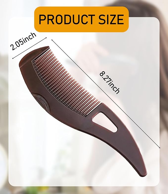Dandruff Comb Fine Tooth Scalp Detox Comb Lice for Women, Men & Kids Stainless Steel Scalp Detoxing, Sweep & Massage Hair Brush Tool for Hair Care (Brown)