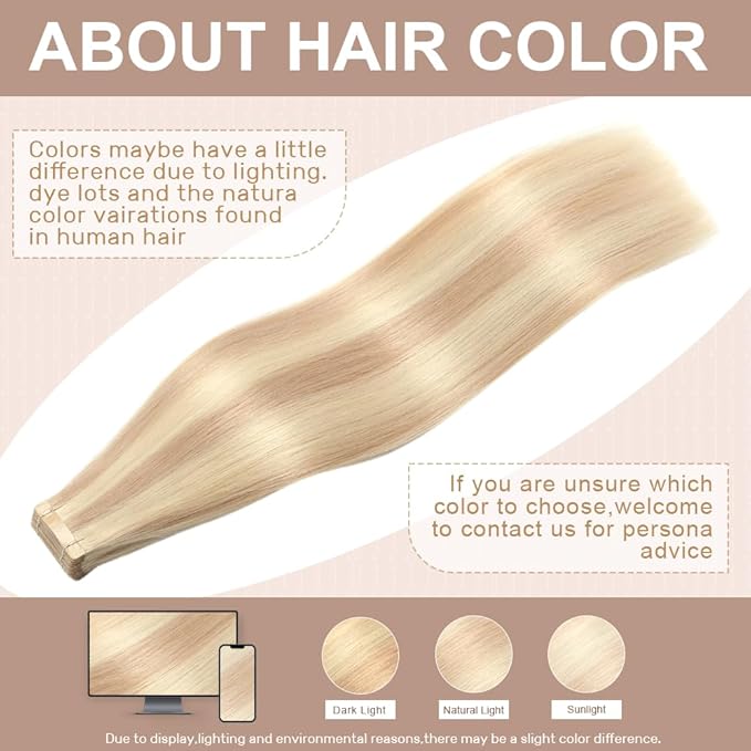 Tape in Hair Extensions Human Hair Brownish Brown to Brownish Yellow Hair Extensions 18 Inch 20pcs Remy Straight Human Hair Tape in Extensions Skin Weft Tape Extensions Human Hair