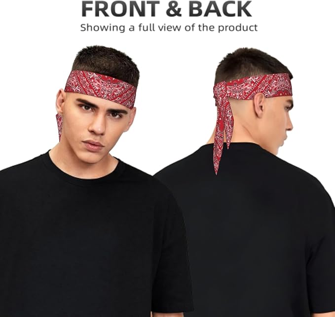 Sports Tie Headband Bandana Running Athletic Sweat Band Elastic Adjustable Sport Head Tie for Men Women Head Ties Ninja Tie Headbands Tennis Sweatbands Soccer Basketball Teams Running Head Band
