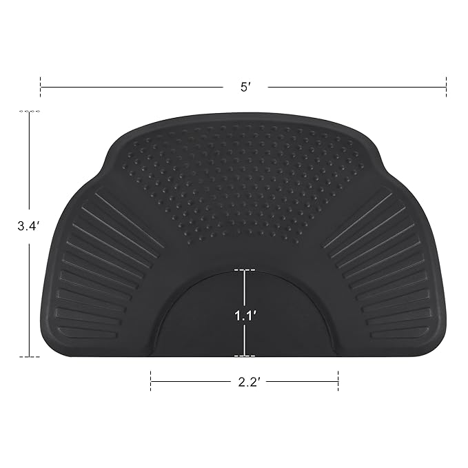 BarberPub 3.4'x5' Salon Mat for Hair Stylist, 1" Thick Anti Fatigue Barber Mat for Floor, Extra Large 0085 (Black)