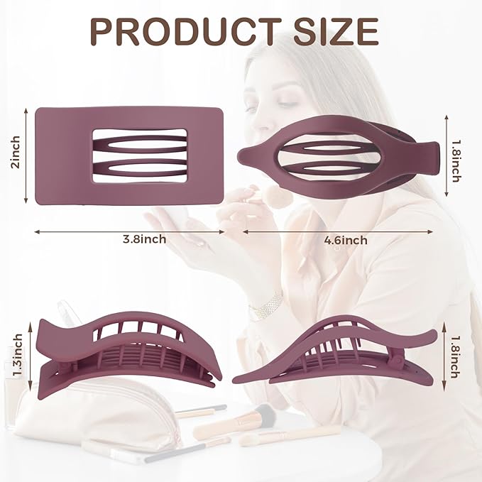 6 Pack Flat Hair Clips for Women Girls, French Flat Claw Clips for Think Hair Thin Hair with Strong Hold, Non-Slip, Matte Classic Barrettes for All Hair Styling