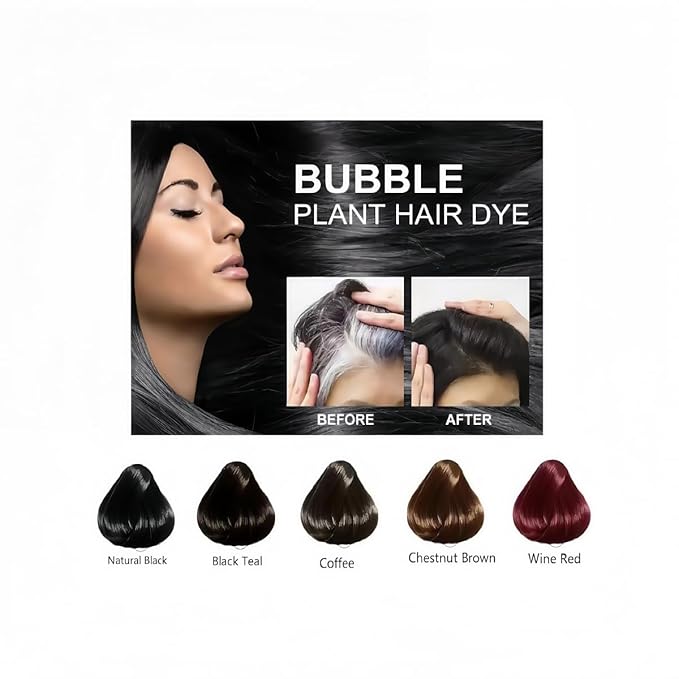 200 ML Bubble Hair Dye, Natural Plant Extract Non Damage Hair Dye for Grey Hair (Natural Black)
