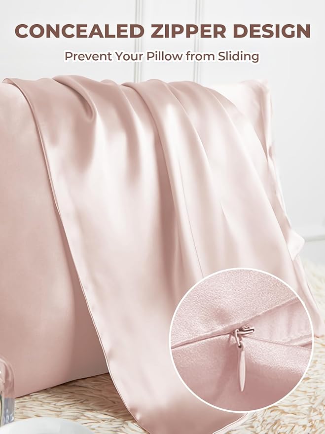 Mulberry Silk Pillowcase for Hair and Skin, SGMSILK 22 Momme Natural Silk Pillow Cases with Zipper, 6A Soft and Smooth Single Sided Pure Silk Pillow Cover (Coral Pink, Queen 20"x30")