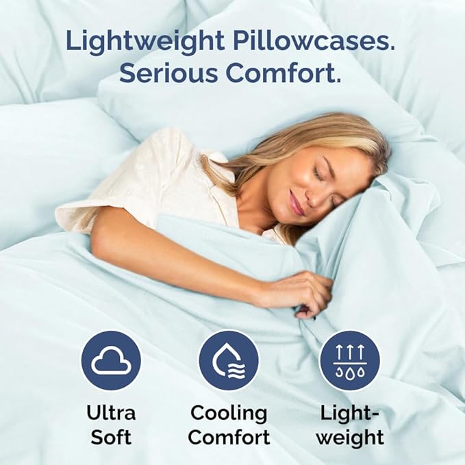 Queen Pillow Cases - 2 Pack - Super Soft Pillowcase Covers - Envelope Enclosure - Hotel Quality Pillow Protectors - Wrinkle Free, Shrink and Stain Resistant - Machine Washable - 20" x 30" (Ice Blue)