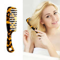 Large Wide Tooth Hair Comb, LADYAMZ [Tortoise Shell] Cellulose Acetate Round Tooth Comb for Straight/Curly Hair,Short/Long Hair Women Men or Kids, Easy Detangling Wet or Dry, Anti-static (Brown)