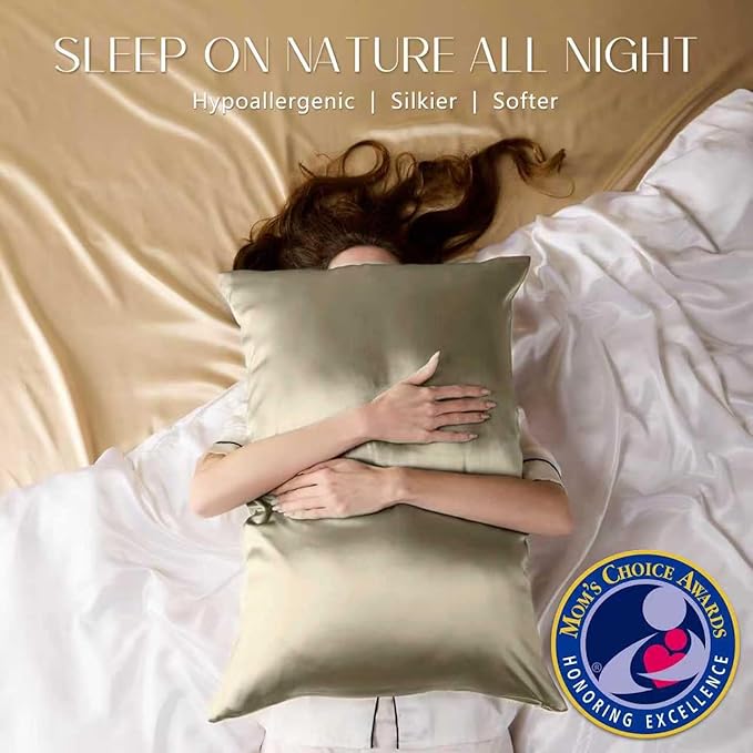 ZIMASILK 100% Pure Mulberry Silk Pillow Cases for Hair and Skin, Soft, Hypoallergenic & Smooth, Both Sides Grade 6A Silk, with Hidden Zipper, Gift for Women Men,1pc(Toddler 13''x18'',Taupe)