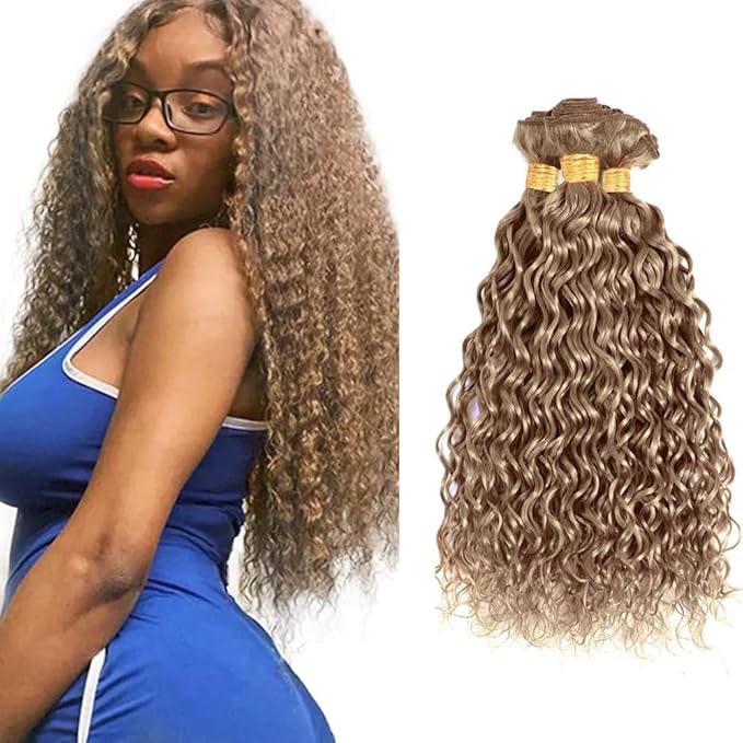 Ash Blonde Bundles Human Hair Color #22 Water Wave Bundle Niegmeag Brazilian Virgin Hair 3 Bundles 16 18 20 Inch Grey Blonde Wet and Wavy Bundle 300g