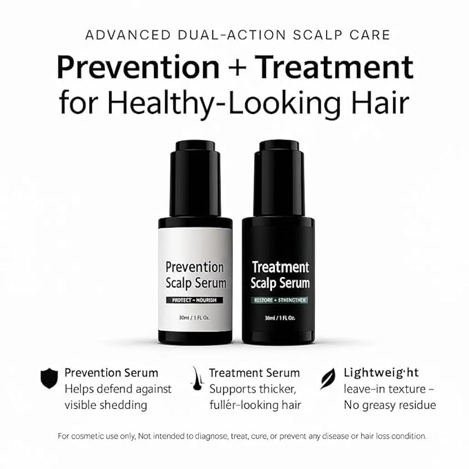 Hair Serum Bundle – The Prevention Formula + The Treatment Formula, Strengthens Roots & Revitalizes Scalp for Fuller, Healthier-Looking Hair