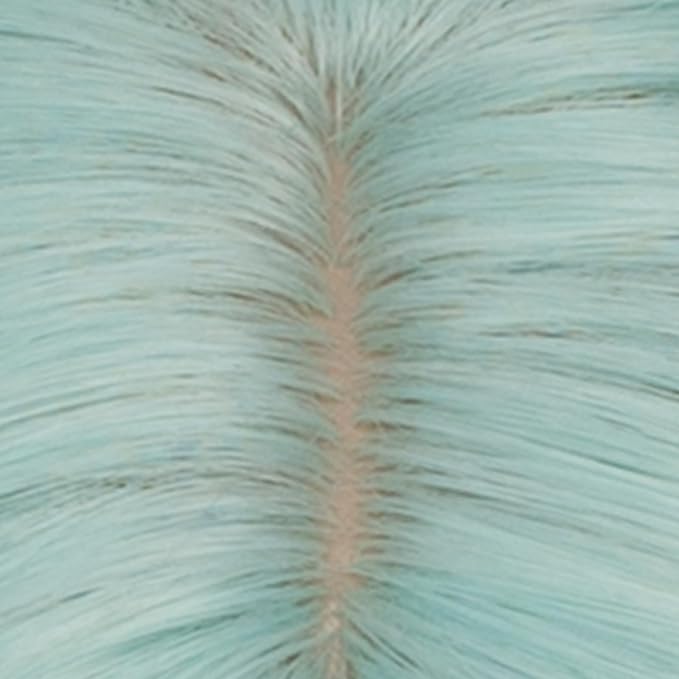 BUFASHION 14" Women Short Mint Green Kinky Straight Cosplay Synthetic Wigs With Air Bangs 46 Colors Available (Mint Green)
