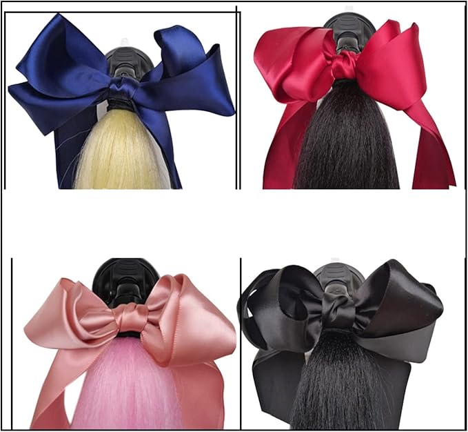 2PCS Pigtail Motorcycle Helmet Ponytail Bicycle Braids Hair Tails for Any Helmets/Suction Cup Reusable Design (Black-Green)
