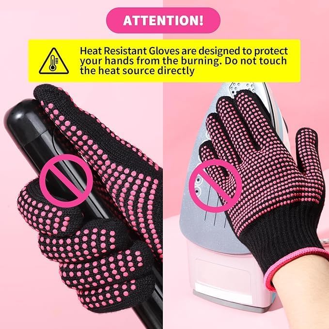 Heat‑Resistant Gloves–Silicone‑Grip Protection for Hair Styling, Curling & Flat Iron, Heat Press, Sublimation–Universal Fit