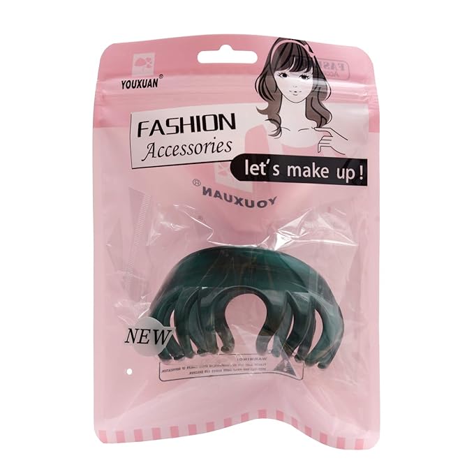 Youxuan 4 Inch Hair Claw for Women, Pretty Clip, Grip for Thick Hair, Niagara Blue