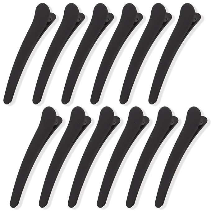 12 Pcs Black Hair Clips for Styling Sectioning, YISSION 4.7 Inch Large Alligator Hair Clips Hair Barrettes No Crease Duck Billed Hair Clip, Hair Styling Accessories for Women Girls