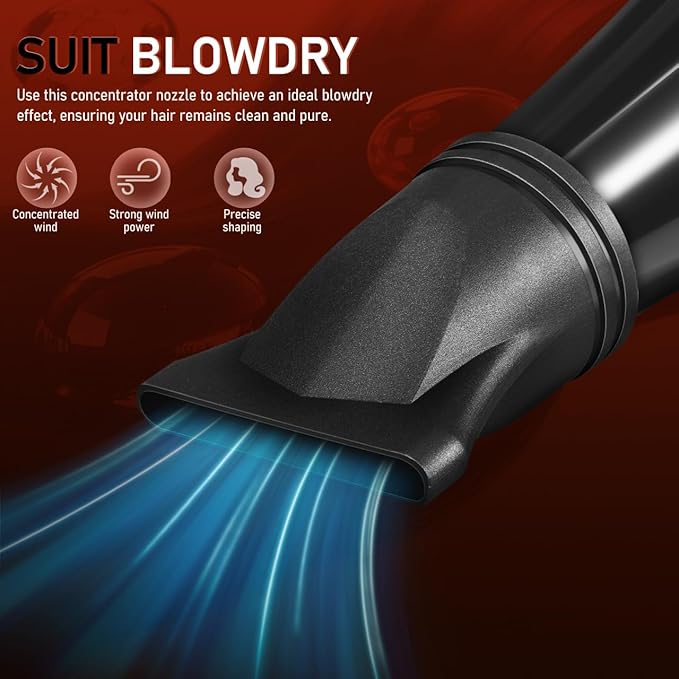 FRCOLOR 2pcs Universal Hair Dryer Nozzle Attachment Concentrator and Curly Hair Diffuser Tips for Blow Dryers Salon Styling Accessories Black