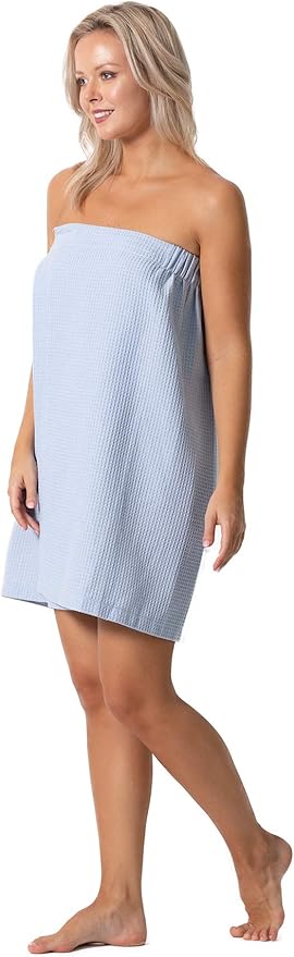 Turkish Linen Women’s Waffle Spa Body Wrap with Adjustable Closure