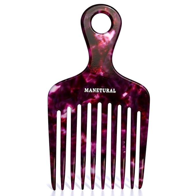 14MX Hair Comb for Women, Curly Hair Picks, Wide Tooth Comb for Curls, Afro Pick, 5.5 inches(14 cm), Purple, 1 PACK