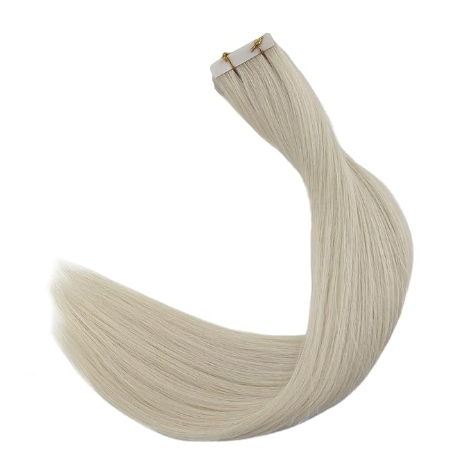 Full Shine Invisible Tape in Hair Extensions Blonde Machine Remy Tape in Extensions 22 Inch Straight Injection Real Human Hair for Women 10Pcs 25G