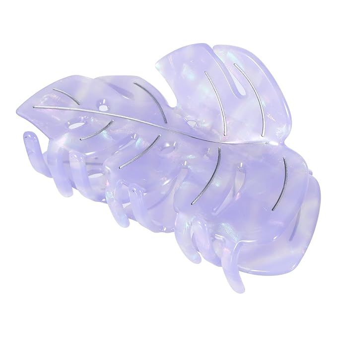 Purple Leaf Hair Claw Clip 3.6 Inch Srtong Hold Hair Grip French Design Women Girls Spring Claw Clip for Thick Thin Hair