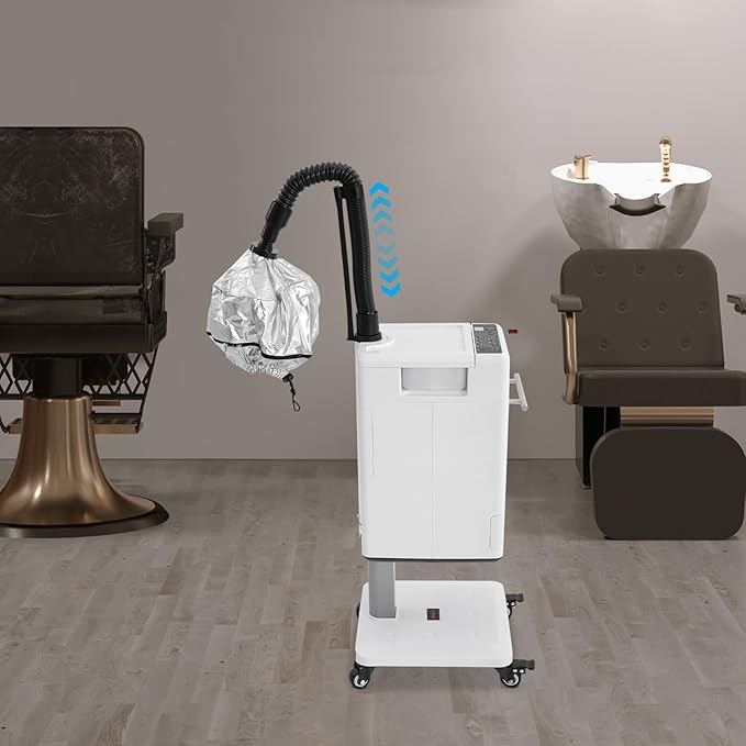 Vertical Nano Hair Steamer Machine, 6 Modes Multifunctional Anion Dyeing Machine with 4 Wheels & 2 Steamed Hats, 500W Hair Color Processor with 33.82 Oz Removable Water Tank for Home, Beauty Salon