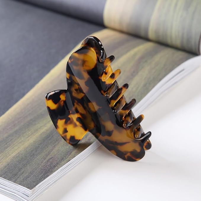 Big Claw Hair Clips for Women Hair Jaw Clips Large Hair Claw Clamps Acetate Hair Clip 2 Pack,Tortoise/Brown