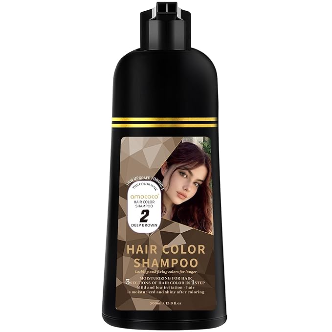 Hair Dye Shampoo, 3 in 1 Gray Hair Coverage, One-Step Wash-In Hair Dye, Shampoos for Color Treated Hair, Semi Permanent Hair Color Shampoo for Women & Men, 13.6 fl. oz,(Deep Brown)