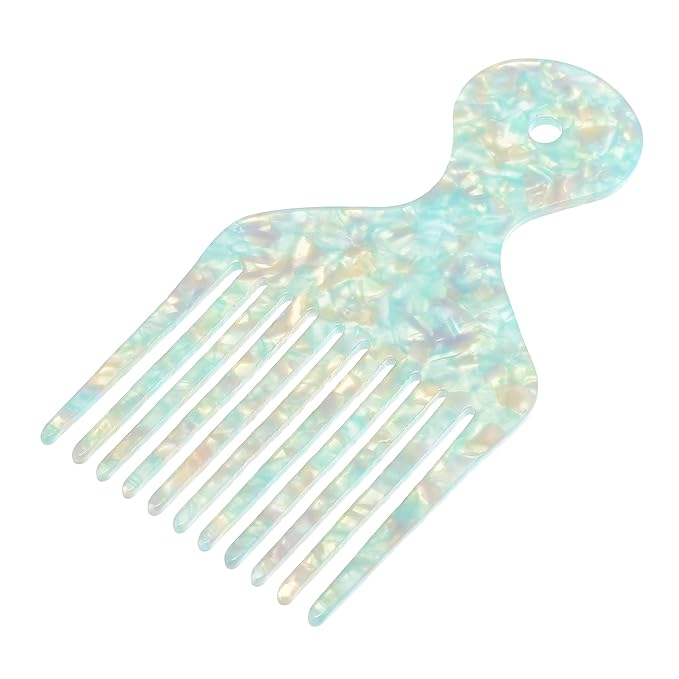 VOCOSTE Wide Tooth, Afro Hair Pick Comb, Hair Styling Tool for Men Women, Plastic, Green, 4.8 Inch