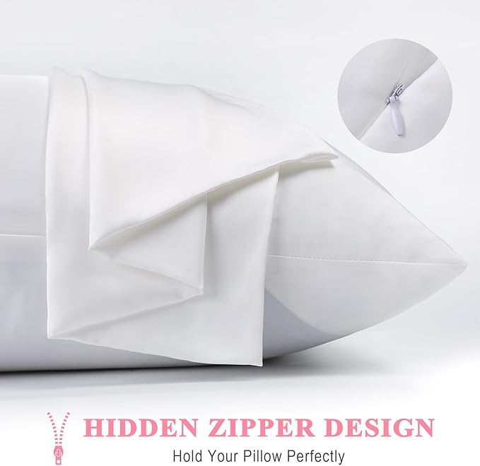 100% Pure Silk Pillowcase 2 Pack for Hair and Skin, Both Sides 23 Momme Grade 6A+ Mulberry Silk Pillowcases with Hidden Zipper, Soft&Smooth Cooling Pillow Cases (White, Standard 20x26)
