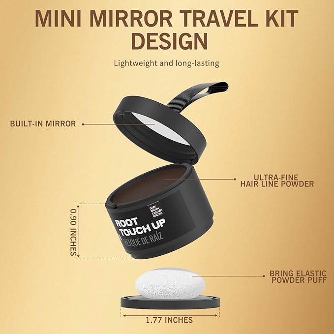 Hairline Powder (Black) Hair Color Shadow, Instantly Cover Gray Hair, Touch-Up for Thin Hair - 4g