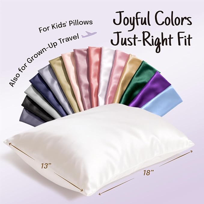 OLESILK 100% Mulberry Silk Toddler Pillowcase for Hair and Skin, Both Sides 19 Momme Pure Natural Silk Travel Pillow Cases with Hidden Zipper, 13"x 18", Navy