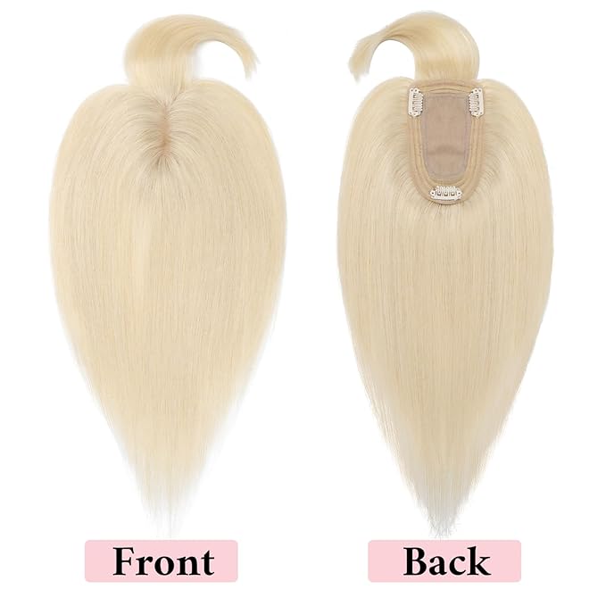 SEGO 100% Real Human Hair Toppers, with Air Bangs, Silk Base 150% Density, Clip in Topper, 2.7肺5.1・ HairPieces for Women, with Thinning/Hair Loss Cover Gray