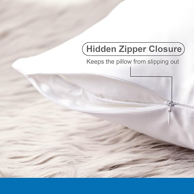 Pillow Cases - 100% Viscose Derived from Bamboo - Cooling Pillowcase - Queen Size, White, Set of 2 Zippered - for Hot Sleepers - Soft Pillow Covers - by Vegan Silk